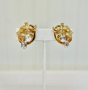 Trifari 3 Piece Gold and Rhinestone Set Jewelry Bloomers and Frocks